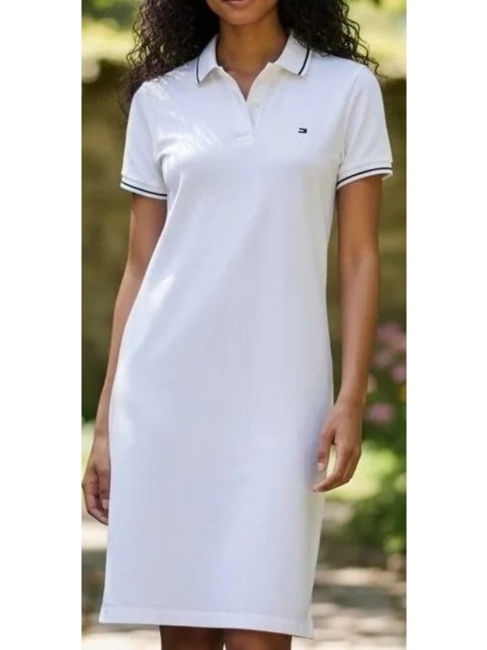 TOMMY HILFIGER White Midi Polo Collared Dress Size XS NEW NWT